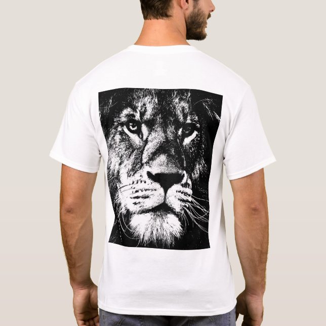Back Design Modern Pop Art Lion Face Template Mens T-Shirt (Back)