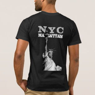 Back Design New York Nyc Manhattan Liberty Statue T-Shirt
