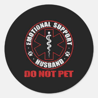Back Emotional Support Husband Not Classic Round Sticker