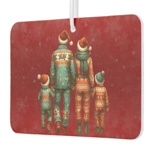 Back Facing Family of Four In Christmas PJ's Air Freshener