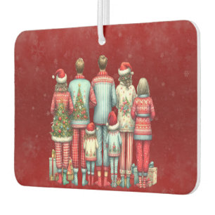 Back Facing Family of Seven In Christmas PJ's Air Freshener