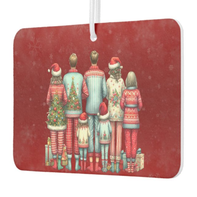 Back Facing Family of Seven In Christmas PJ's Air Freshener (Left)