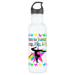 BACK FLIPPING GYMNASTICS GIRL RAINBOW DESIGN 710 ML WATER BOTTLE