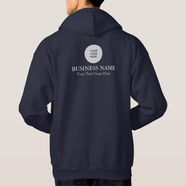 Back & Front Print Add Business Company Logo Mens Hoodie (Back)