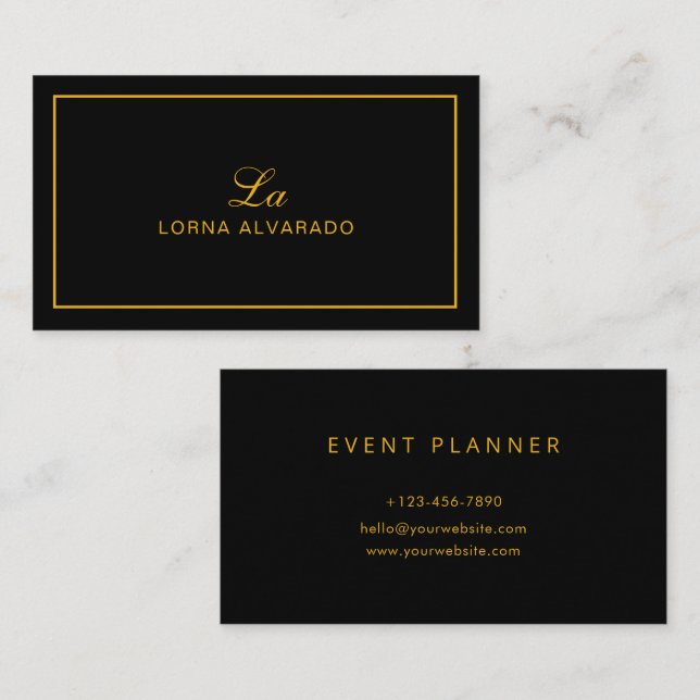 Back & Gold Modern Event Planner Business Card (Front/Back)
