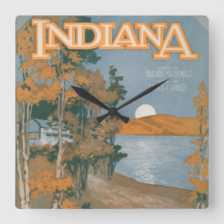 Back Home Again In Indiana Square Wall Clock