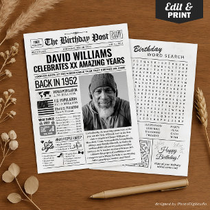 Back in 1950 Birthday Newspaper with Custom Photo Holiday Card