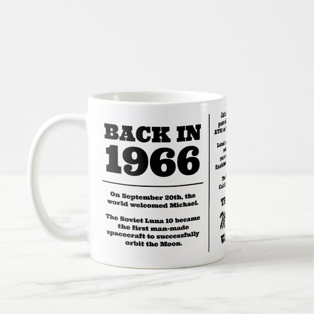Back in 1966, Custom Name Year You Were Born Coffee Mug (Left)
