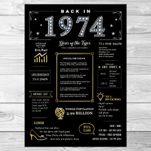 Back In 1974 Printable Poster, 1974 Birthday Sign