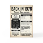 Back in 1976, 50th Birthday Fun Facts Card