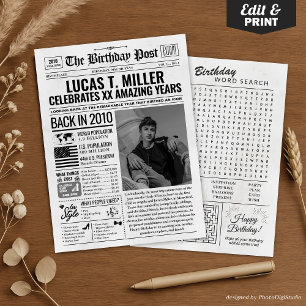 Back in 2010 Birthday Newspaper with Custom Photo  Holiday Card