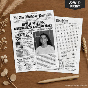 Back in 2015 Birthday Newspaper with Custom Photo Holiday Card