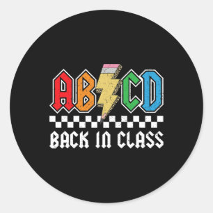 Back In Class Rocks Back To School Boys Girls Teac Classic Round Sticker