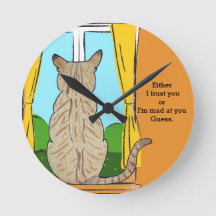 Back of Cat Trust or Mad Round Clock