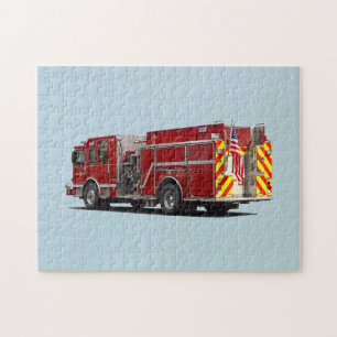 Back of Fire Engine With American Flag Jigsaw Puzzle