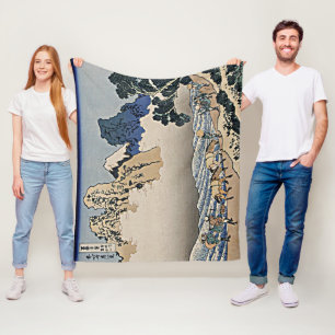 Back of Fuji mountain from Minobu river Hokusai Fleece Blanket