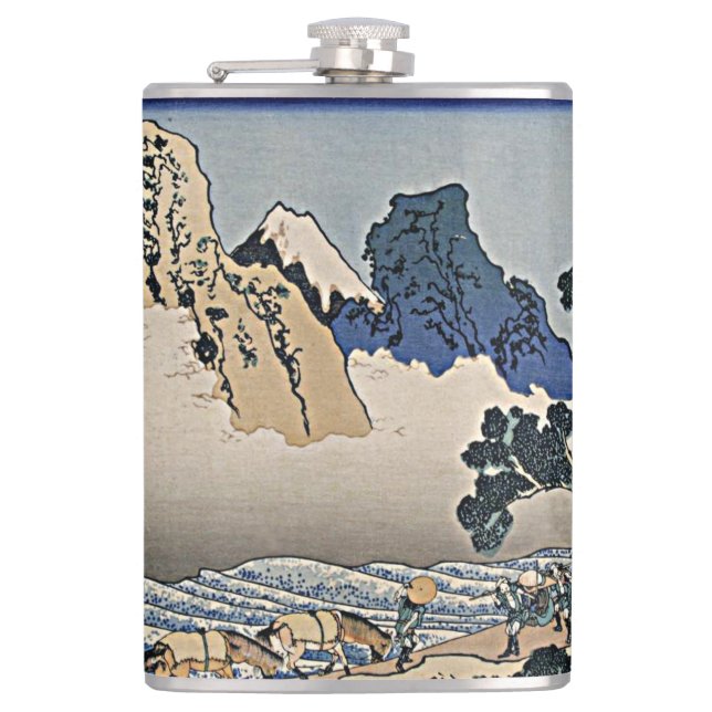 Back of Fuji mountain from Minobu river Hokusai    Hip Flask (Front)