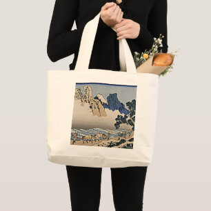 Back of Fuji mountain from Minobu river Hokusai Large Tote Bag