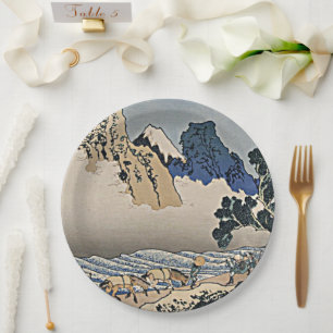 Back of Fuji mountain from Minobu river Hokusai    Paper Plate