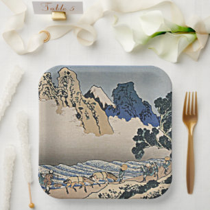 Back of Fuji mountain from Minobu river Hokusai Paper Plate