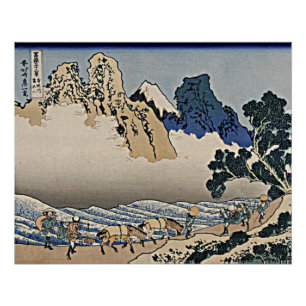 Back of Fuji mountain from Minobu river Hokusai Poster