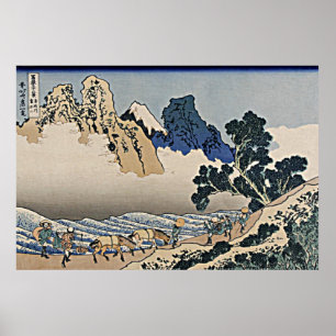 Back of Fuji mountain from Minobu river Hokusai Poster