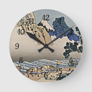 Back of Fuji mountain from Minobu river Hokusai  Round Clock
