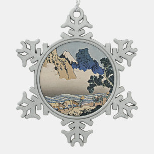 Back of Fuji mountain from Minobu river Hokusai Snowflake Pewter Christmas Ornament
