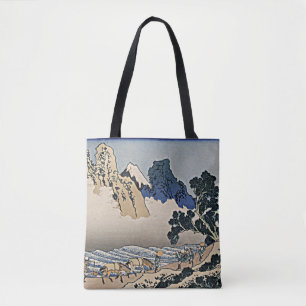 Back of Fuji mountain from Minobu river Hokusai Tote Bag