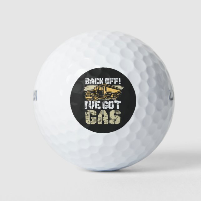 Back Off I've Got Gas Funny Play on Words Trucker Golf Balls (Front)