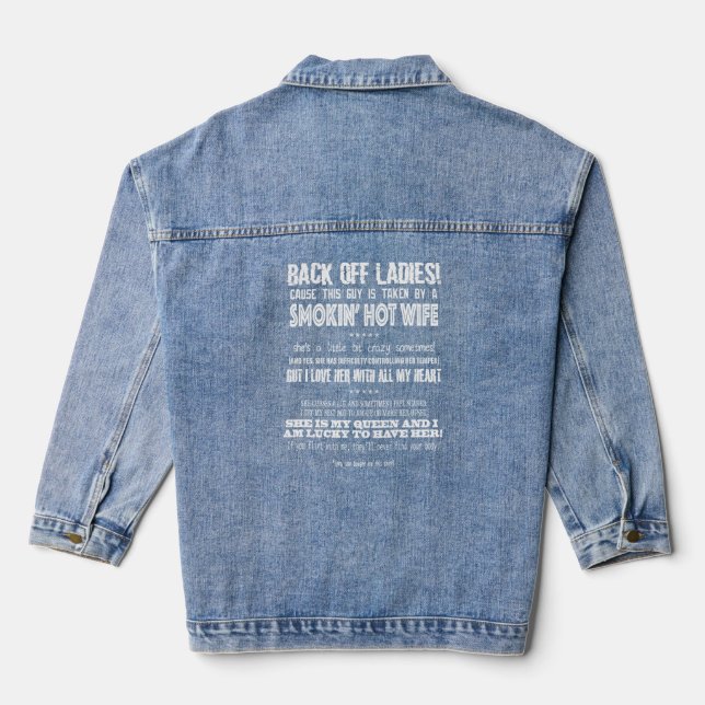 Back Off Ladies! Funny Husband Meme Wife Meme Marr Denim Jacket (Back)