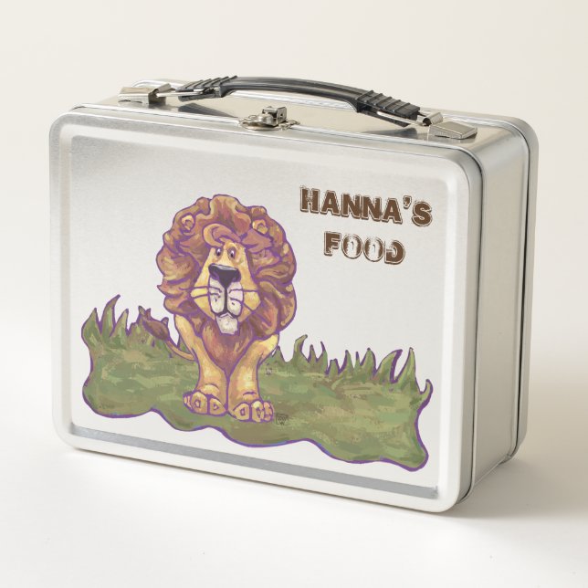 Back Off Personalized Lion Metal Lunchbox (Front)