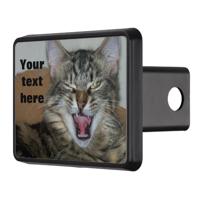 Back Off Snarling Tabby Cat Trailer Hitch Cover (Left)