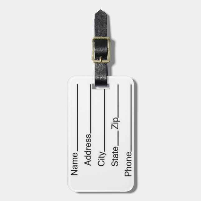 Back Pack & Luggage Tag w/ leather strap (Front Vertical)