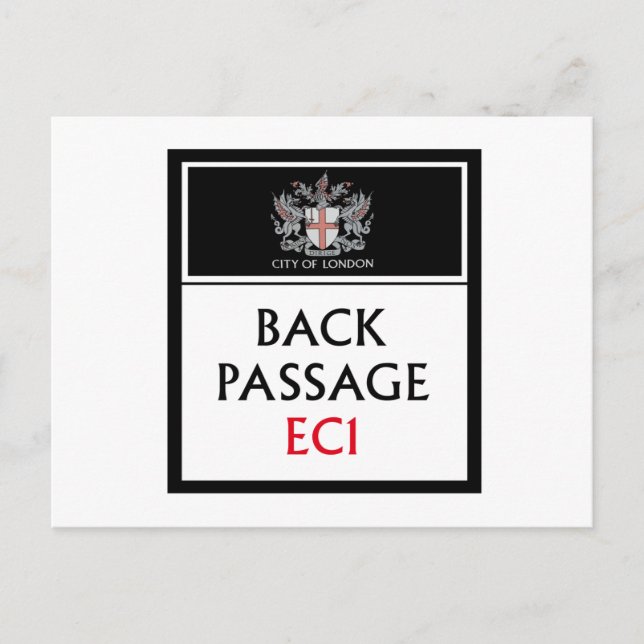 Back Passage, London Street Sign Postcard (Front)