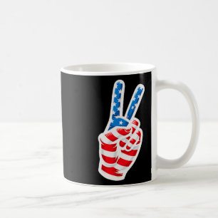 Back Print American Flag Peace Sign Hand 4th Of Ju Coffee Mug