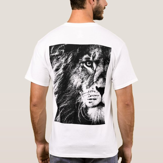 Back Print Modern Pop Art Lion Face Template Mens T-Shirt (Back)