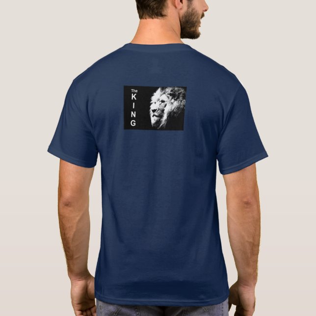 Back Print Modern Pop Art Lion Head The King Men's T-Shirt (Back)