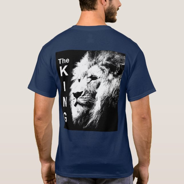 Back Print The King Modern Pop Art Lion Head Men's T-Shirt (Back)