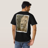 Back Print Trendy Lion Face Mens Black Modern T-Shirt (Back Full)
