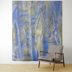 Back Rhythms Watercolor Line Art Tapestry