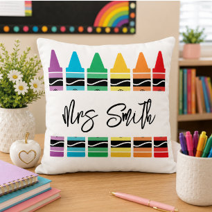 back School Rainbow Teacher Life Throw Pillow