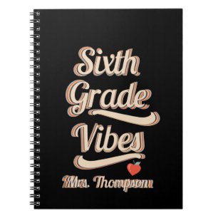 Back School Vibes Boho Retro Personalized Teacher Notebook