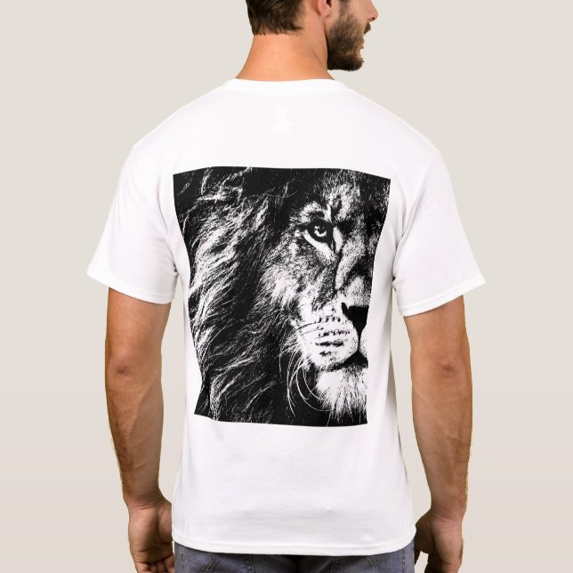 Back Side Design Pop Art Template Lion Face Mens T-Shirt (Back)