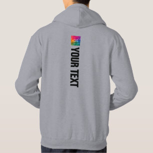Back Side Print Add Photo Text Mens Modern Grey Hoodie