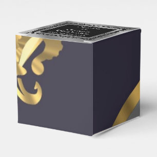 Back, silver gold fleur de lys wedding favor box