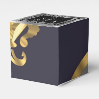 Back, silver gold fleur de lys wedding favor box
