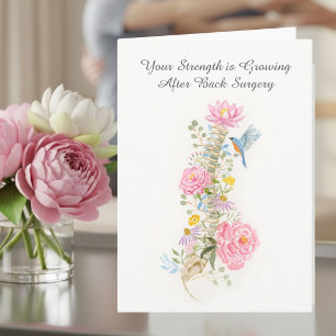 Back Surgery Recovery Floral Spine with Bluebird Card