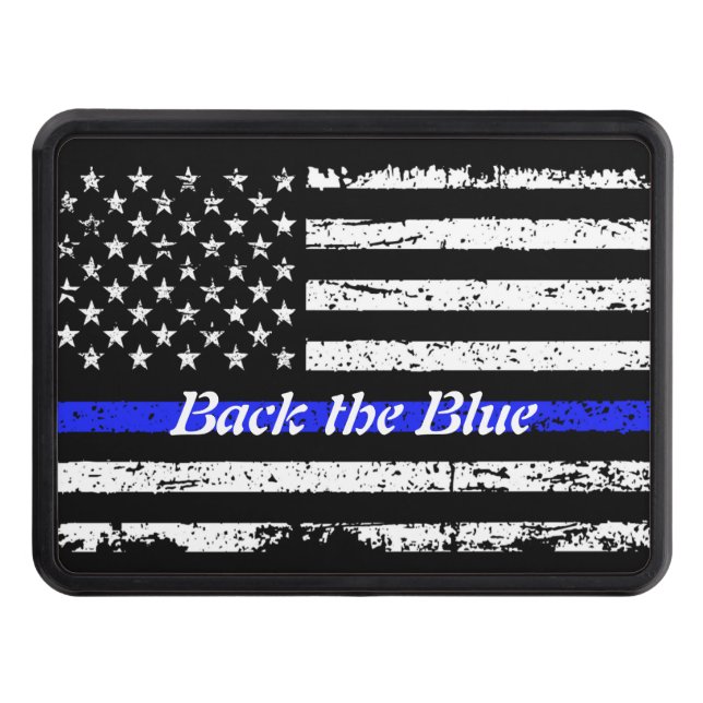 Back the Blue, Blue Line Flag Trailer Hitch Cover (Front)