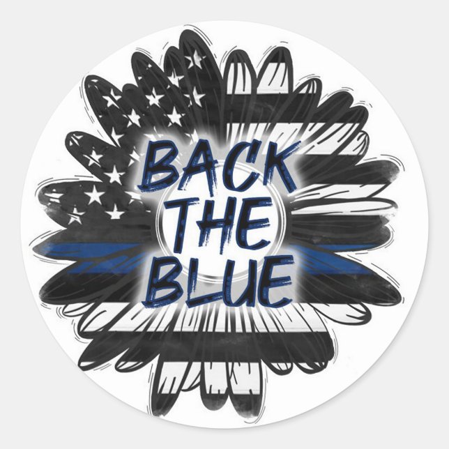 Back The Blue Classic Round Sticker (Front)